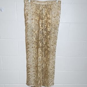 Solitaire Swim Cream & Gold Sheer Animal Print Pool Party Cruise Pants